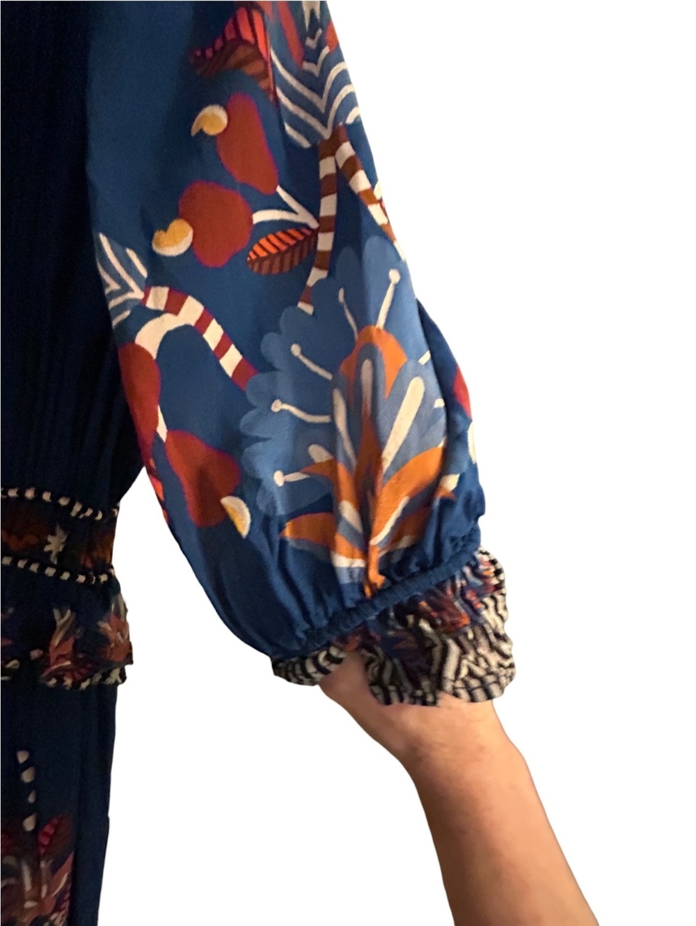 FARM Rio Navy Floral Border Print Boho Maxi Dress M - Picture 6 of 11